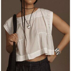 By Anthropologie Cap-Sleeve Babydoll Blouse